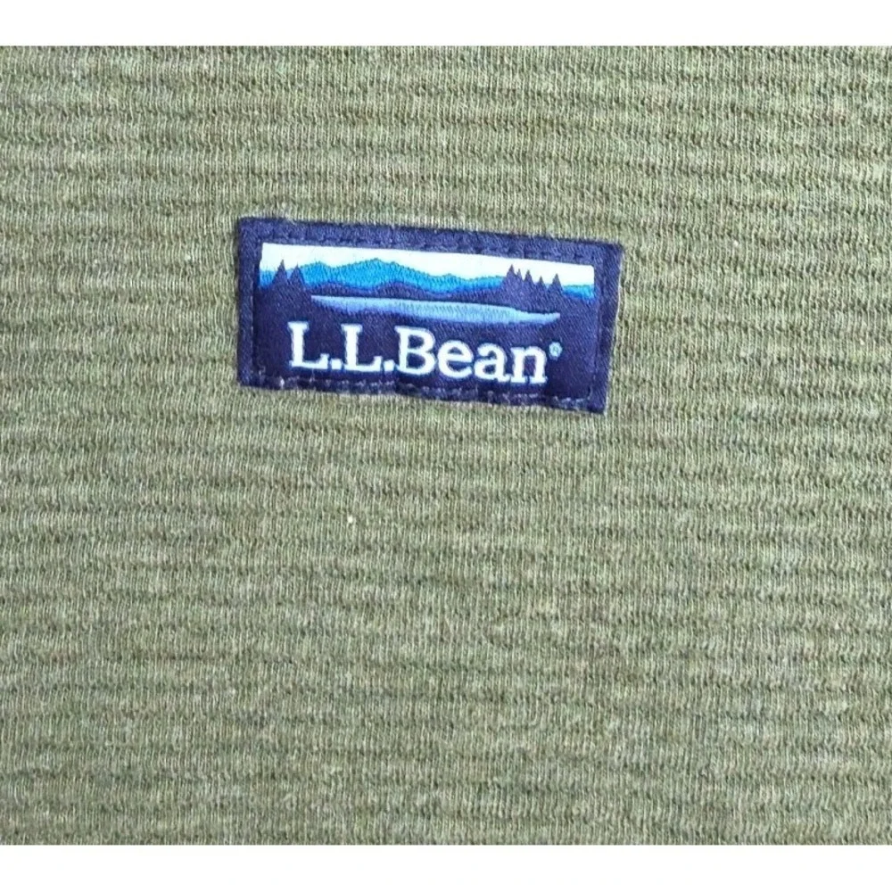 L.L.Bean Green 1/4 Zip Mock Neck Knit Pullover Sweatshirt Logo Men's L OLIVE GRE